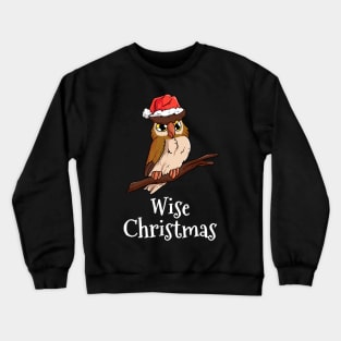 Wise Christmas Merry Christmas Santas Hat Owl Crewneck Sweatshirt